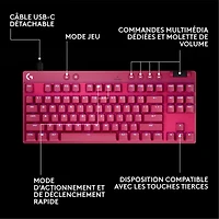Logitech G PRO X Tenkeyless Rapid Backlit RGB Magnetic Analog Switches Gaming Keyboard -Magenta- Bilingual