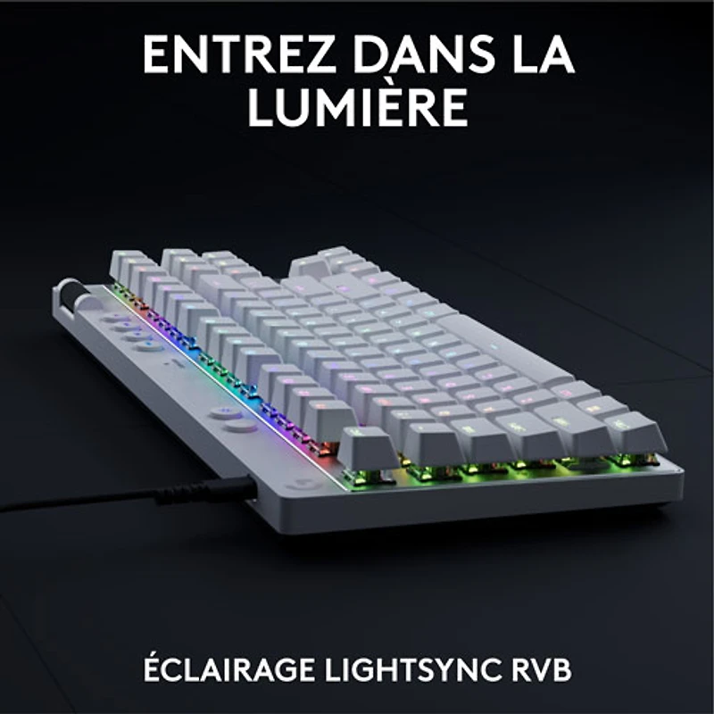 Logitech G PRO X Tenkeyless Rapid Backlit RGB Magnetic Analog Switches Gaming Keyboard - White- Bilingual