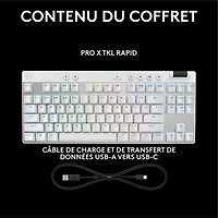 Logitech G PRO X Tenkeyless Rapid Backlit RGB Magnetic Analog Switches Gaming Keyboard - White- Bilingual