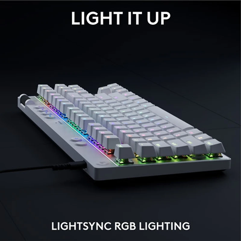 Logitech G PRO X Tenkeyless Rapid Backlit RGB Magnetic Analog Switches Gaming Keyboard - White- Bilingual