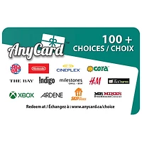 AnyCard Multi-Brand $100 eGift Card - Digital Download
