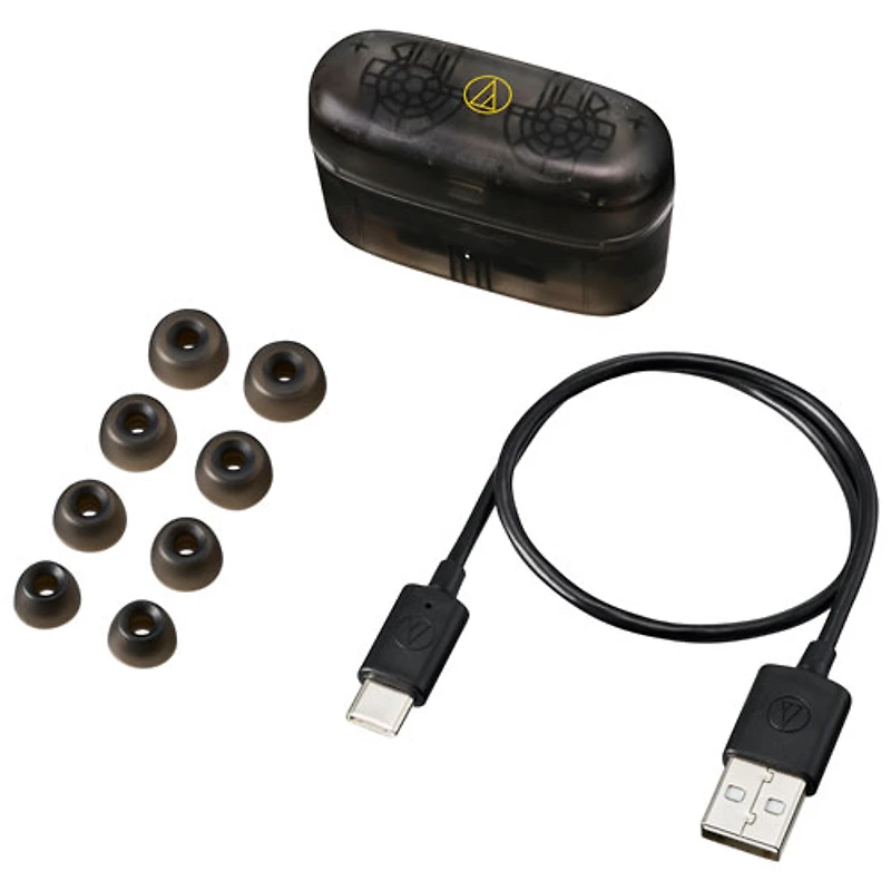 Écouteurs boutons 100 % sans fil à suppression du bruit d'Audio-Technica - Noir translucide