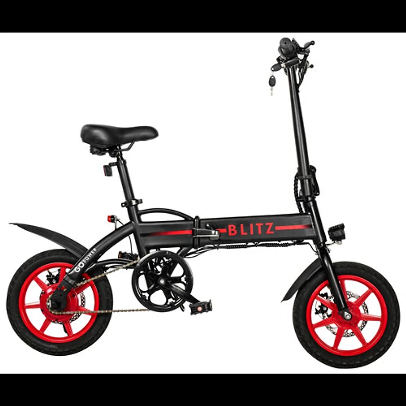 GoPowerBike GoBlitz Foldable Electric City Bike (350W Motor / up to 48km Battery Range / 32km/h Top Speed)- Black