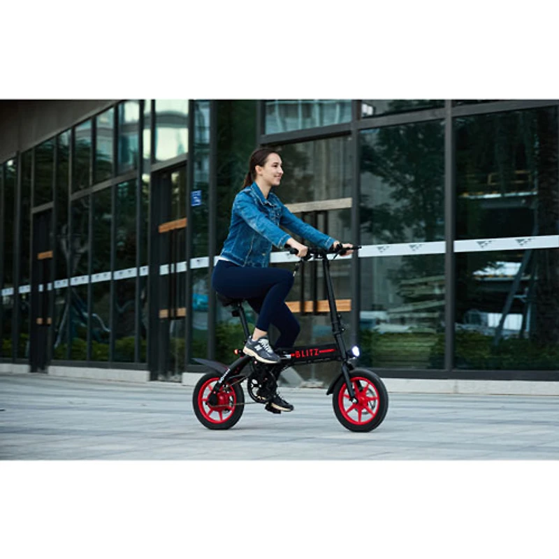 GoPowerBike GoBlitz Foldable Electric City Bike (350W Motor / up to 48km Battery Range / 32km/h Top Speed)- Black