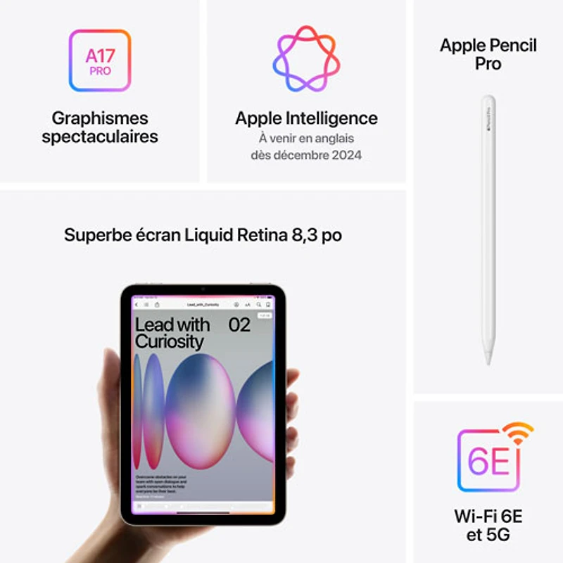 iPad mini 8,3 po Go avec Wi-Fi & 5G (7e génération) d'Apple