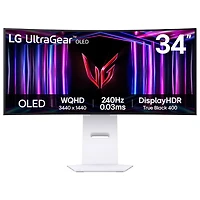 Moniteur de jeu panoramique FreeSync G-Sync DELO incurvé WQHD 240 Hz de 34 po UltraGear de LG avec temps de réponse de 0,03 ms gris à gris (34GS95QE-W)