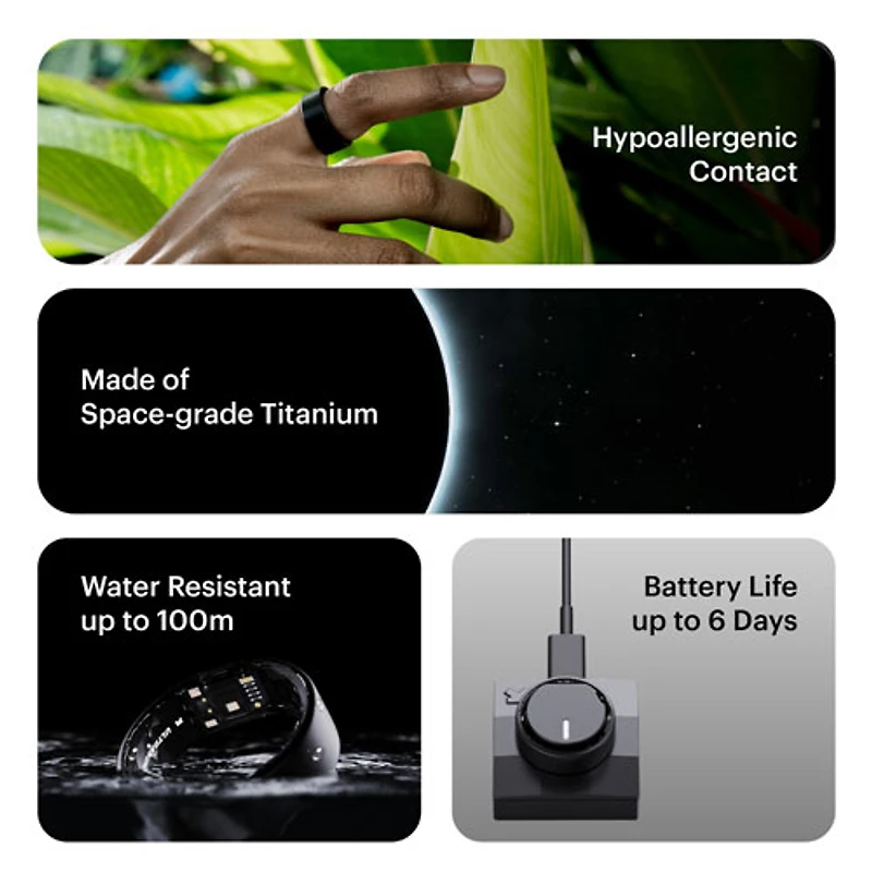 Ultrahuman Ring AIR Health, Sleep & Fitness Smart Ring - 6-Day Battery - Raw Titanium - Size 9