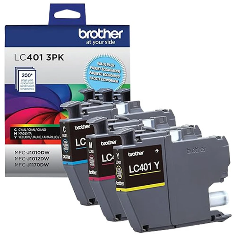 Cartouche d'encre couleur de Brother (LC4013PKS) - Paquet de 3