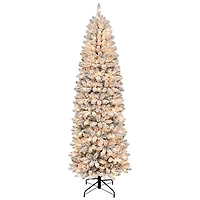 Arbre de Noël givré mince de 7,5 pi avec lumières de Puleo (301-BIFLSL-75C350CUL) - Sapin Birmingham