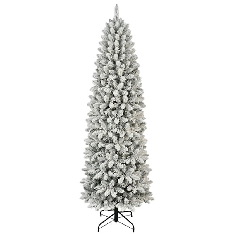 Arbre de Noël givré mince de 7,5 pi avec lumières de Puleo (301-BIFLSL-75C350CUL) - Sapin Birmingham