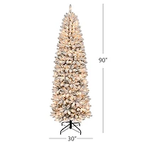 Arbre de Noël givré mince de 7,5 pi avec lumières de Puleo (301-BIFLSL-75C350CUL) - Sapin Birmingham