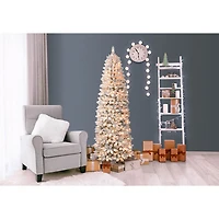 Arbre de Noël givré mince de 7,5 pi avec lumières de Puleo (301-BIFLSL-75C350CUL) - Sapin Birmingham