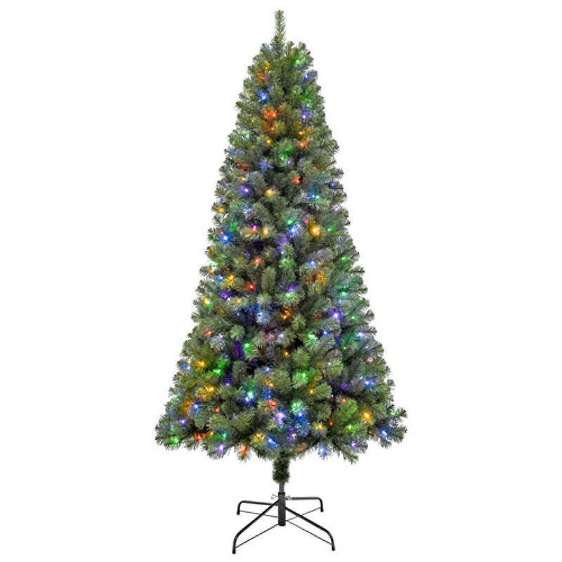 Arbre de Noël de 7 pi avec lumières de Puleo (357OFD70LDF3KZ350CUL) - Épinette Oxford