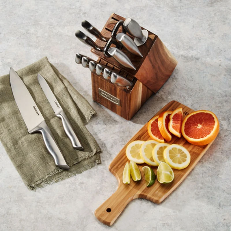 Porte-couteau 15 pièces en acier allemand de Cuisinart (C77SS-15PGAC) - Acier inoxydable/Bois