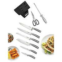 Porte-couteau 9 pièces en acier allemand V-Edge de Cuisinart (C99SS-9PC) - Acier inoxydable/Bois