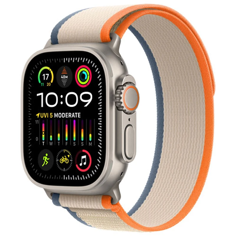 Koodo Apple Watch Ultra 2 (GPS + Cellular) 49mm Titanium Case with Orange Beige Trail Loop - Small / Medium 130-180mm - Monthly Tab Payment