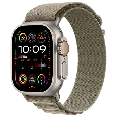 Apple Watch Ultra 2 (GPS + Cellulaire) avec boîtier de 49 mm en titane et bracelet Alpin olive par Koodo - Moyen 145-190 mm - Paiement Balance mensuel