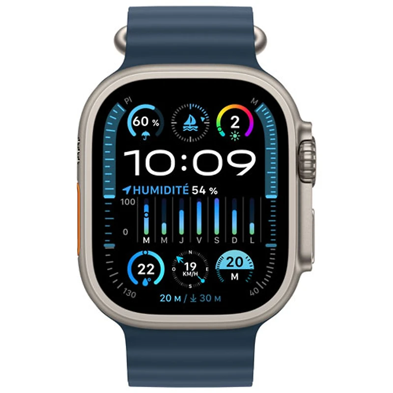 Apple Watch Ultra 2 (GPS + cellulaire) avec boîtier de 49 mm en titane et bracelet océan bleu par Koodo - Paiement Balance mensuel