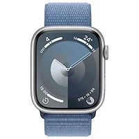 Apple Watch Series 9 (GPS + Cellulaire) avec boîtier de 45 mm en aluminium argenté et bracelet sport bleu hivernal par Koodo - Paiement Balance mensuel