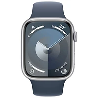 Koodo Apple Watch Series 9 (GPS + Cellular) 45mm Silver Aluminum Case with Storm Blue Sport Band - Small/Medium 140-190mm - Monthly Tab Payment