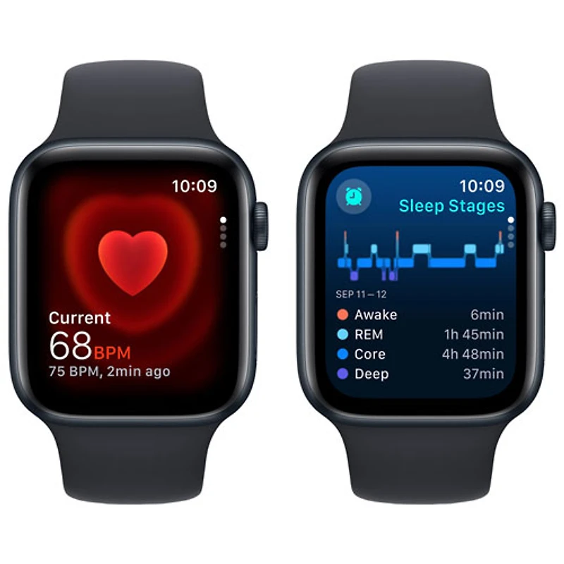 Apple Watch SE (GPS + Cellulaire) avec boîtier de mm en aluminium minuit et bracelet sport minuit par Koodo - Moyen/Grand