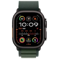 Apple Watch Ultra 2 (GPS + cellulaire) avec boîtier de 49 mm en titane noir et bracelet alpin vert foncé par Koodo - Moyen - Paiement Balance mensuel