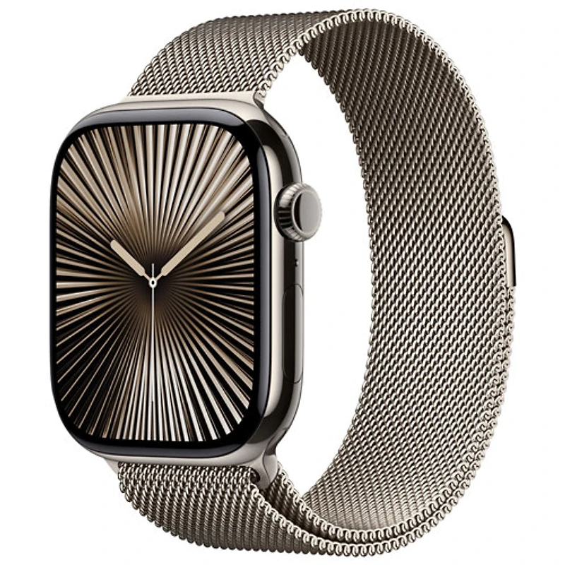 Koodo Apple Watch Series 10 (GPS + Cellular) 46mm Natural Titanium Case with Natural Milanese Loop - / Medium
