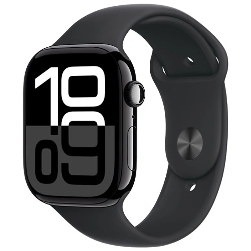 Koodo Apple Watch Series 10 (GPS + Cellular) 46mm Jet Black Aluminum Case with Black Sport Band - Medium/Large - Monthly Tab Payment