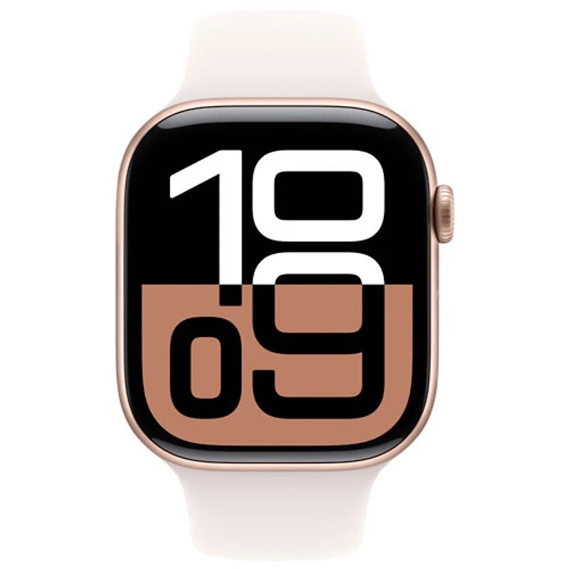 Apple Watch Series 10 (GPS + cellulaire) avec boîtier de 46 mm en aluminium rose doré et bracelet sport rose tendre par Koodo - Moyen/Grand - Paiement Balance mensuel