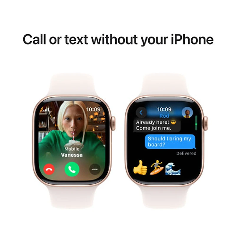 Apple Watch Series 10 (GPS + cellulaire) avec boîtier de 46 mm en aluminium rose doré et bracelet sport rose tendre par Koodo - Moyen/Grand - Paiement Balance mensuel