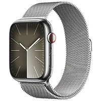 Koodo Apple Watch Series 9 (GPS + Cellular) 45mm Silver Stainless Steel Case with Silver Milanese Loop - Large - Monthly Tab Payment