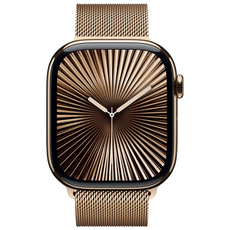 Koodo Apple Watch Series 10 (GPS + Cellular) 46mm Gold Titanium Case with Gold Milanese Loop - Medium/Large - Monthly Tab Payment