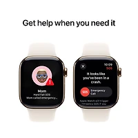 Koodo Apple Watch Series 10 (GPS + Cellular) 42mm Gold Titanium Case with Starlight Sport Band - / Medium
