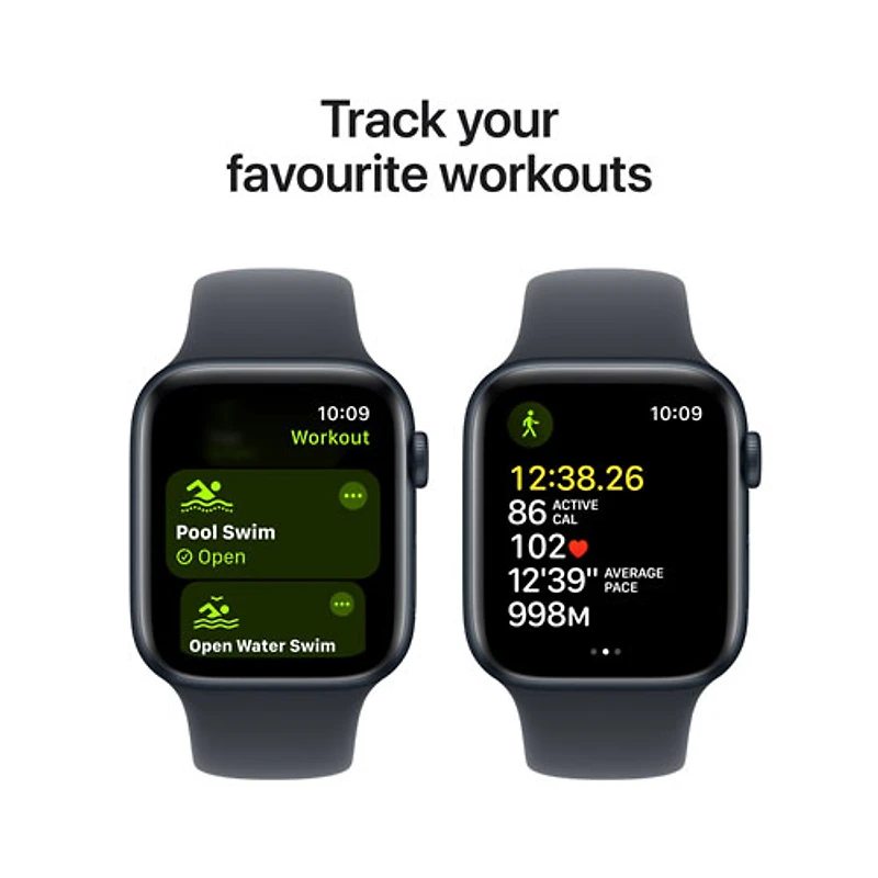 Apple Watch SE (GPS + cellulaire) avec boîtier de mm en aluminium minuit et bracelet sport minuit par Koodo - Moyen/Grand