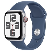 Koodo Apple Watch SE (GPS + Cellular) 40mm Silver Aluminum Case with Denim Sport Band - Small/Medium - Monthly Tab Payment
