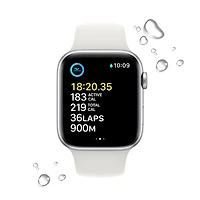 Koodo Apple Watch SE (GPS + Cellular) 44mm Silver Aluminum Case with White Sport Band (2022) - Monthly Tab Payment