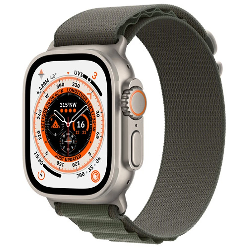 Koodo Apple Watch Ultra (GPS + Cellular) 49mm Titanium Case with Green Alpine Loop