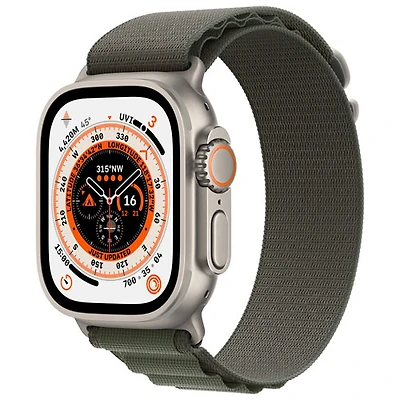 Koodo Apple Watch Ultra (GPS + Cellular) 49mm Titanium Case with Green Alpine Loop
