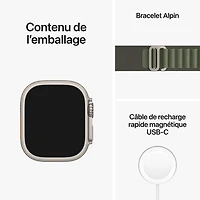 Koodo Apple Watch Ultra (GPS + Cellular) 49mm Titanium Case with Green Alpine Loop