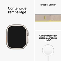 Koodo Apple Watch Ultra (GPS + Cellular) 49mm Titanium Case with Yellow/Beige Trail Loop - Small/Medium - Monthly Tab Payment