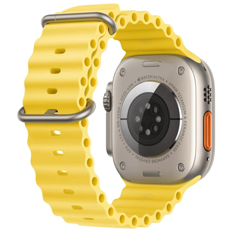 Apple Watch Ultra (GPS + cellulaire) avec boîtier de 49 mm en titane et bracelet océan jaune par Koodo - Paiement Balance mensuel