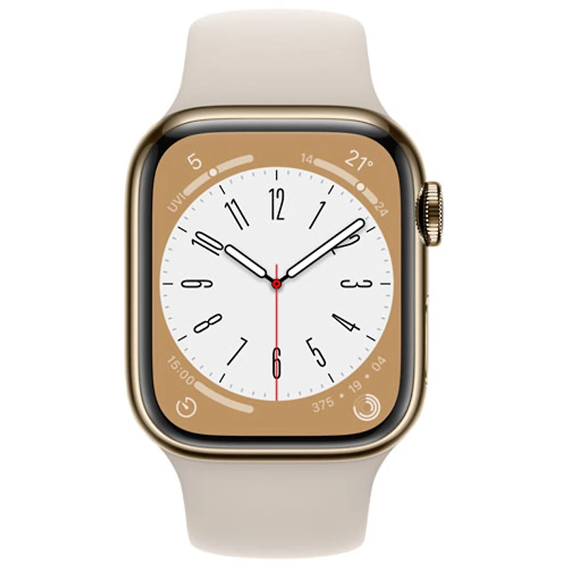 Koodo Apple Watch Series 8 (GPS + Cellular) 41mm Gold Stainless Steel Case with Starlight Sport Band - Small/Medium - Monthly Tab Payment