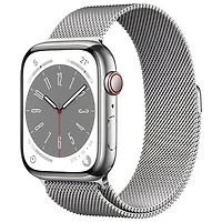 Koodo Apple Watch Series 8 (GPS + Cellular) 45mm Silver Stainless Steel Case with Silver Milanese Loop - Medium/Large - Monthly Tab Payment