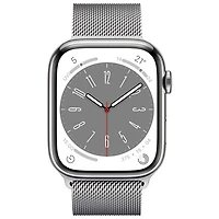 Koodo Apple Watch Series 8 (GPS + Cellular) 45mm Silver Stainless Steel Case with Silver Milanese Loop - Medium/Large - Monthly Tab Payment