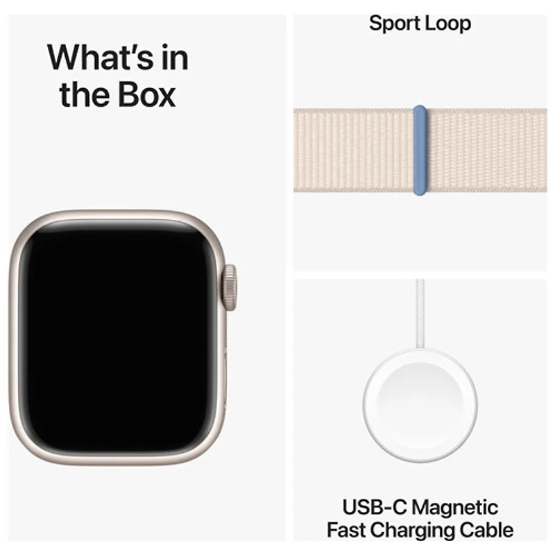Koodo Apple Watch Series 9 (GPS + Cellular) 41mm Starlight Aluminium Case with Starlight Sport Loop - Small - Monthly Tab Payment