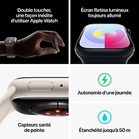 Koodo Apple Watch Series 9 (GPS + Cellular) 41mm Silver Aluminum Case with Storm Blue Sport Band - Small / Medium 130-180mm - Monthly Tab Payment