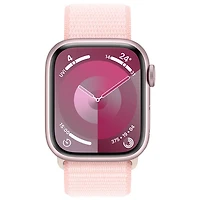 Apple Watch Series 9 (GPS + Cellulaire) avec boîtier de 41 mm en aluminium rose et bracelet à rabat sport rose dragée par Koodo - Petit - Paiement Balance mensuel