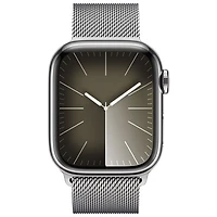 Koodo Apple Watch Series 9 (GPS + Cellular) 41mm Silver Stainless Steel Case with Silver Stainless Steel Milanese Loop - Small - Monthly Tab Payment