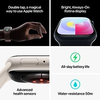 Apple Watch Series 9 (GPS + Cellulaire) avec boîtier de 45 mm en aluminium comète et bracelet sport comète par Koodo - Moyen/Grand 160-210 mm - Paiement Balance mensuel