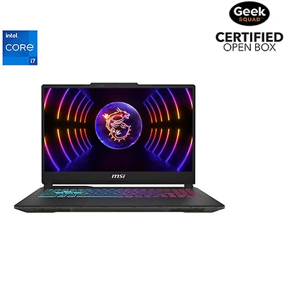Boîte ouverte - Portable de jeu de 15,6 po Cyborg 15 de MSI - Noir (Core i7 13620H d'Intel/512 Go/RAM 16 Go/GeForce RTX 4060)
